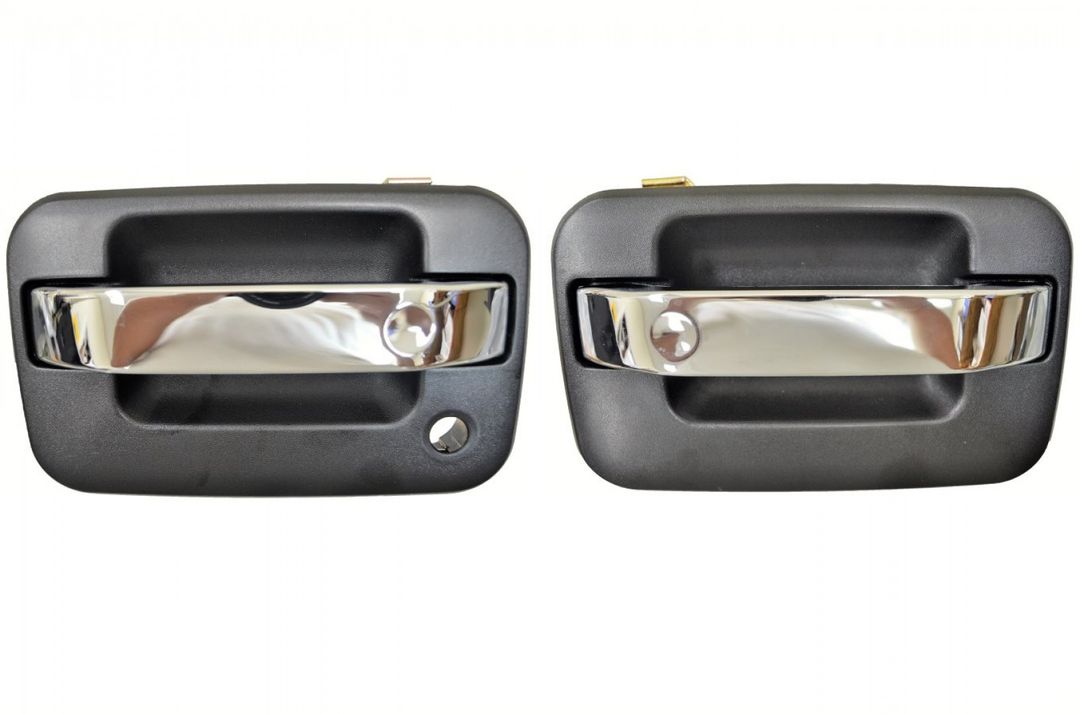 PT Auto Warehouse FO-3509MA-FPK - Exterior Outside Door Handle, Textured Black Housing/Chrome Lever - without Keyless Entry, Front Left/Right Pair