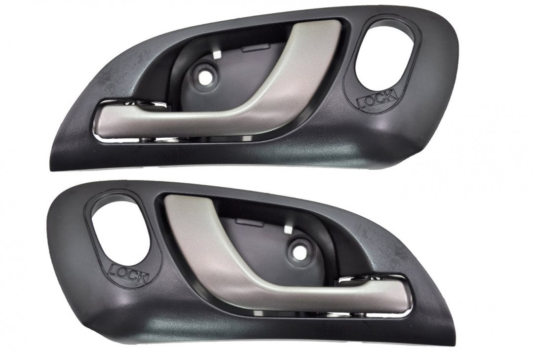 PT Auto Warehouse AC-2101RA-FP - Interior Inner Inside Door Handle, Silver Lever with Black Housing - Front Left/Right Pair