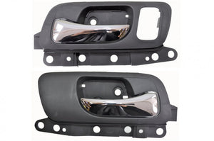 PT Auto Warehouse AC-2102MA-FP1 - Interior Inner Inside Door Handle, Chrome Lever with Black Housing - with Memory Seat Hole, Front Left/Right Pair
