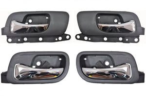 PT Auto Warehouse AC-2102MA-QP - Interior Inner Inside Door Handle, Chrome Lever with Black Housing - without Memory Seat Hole, Front/Rear Left/Right, Set of 4