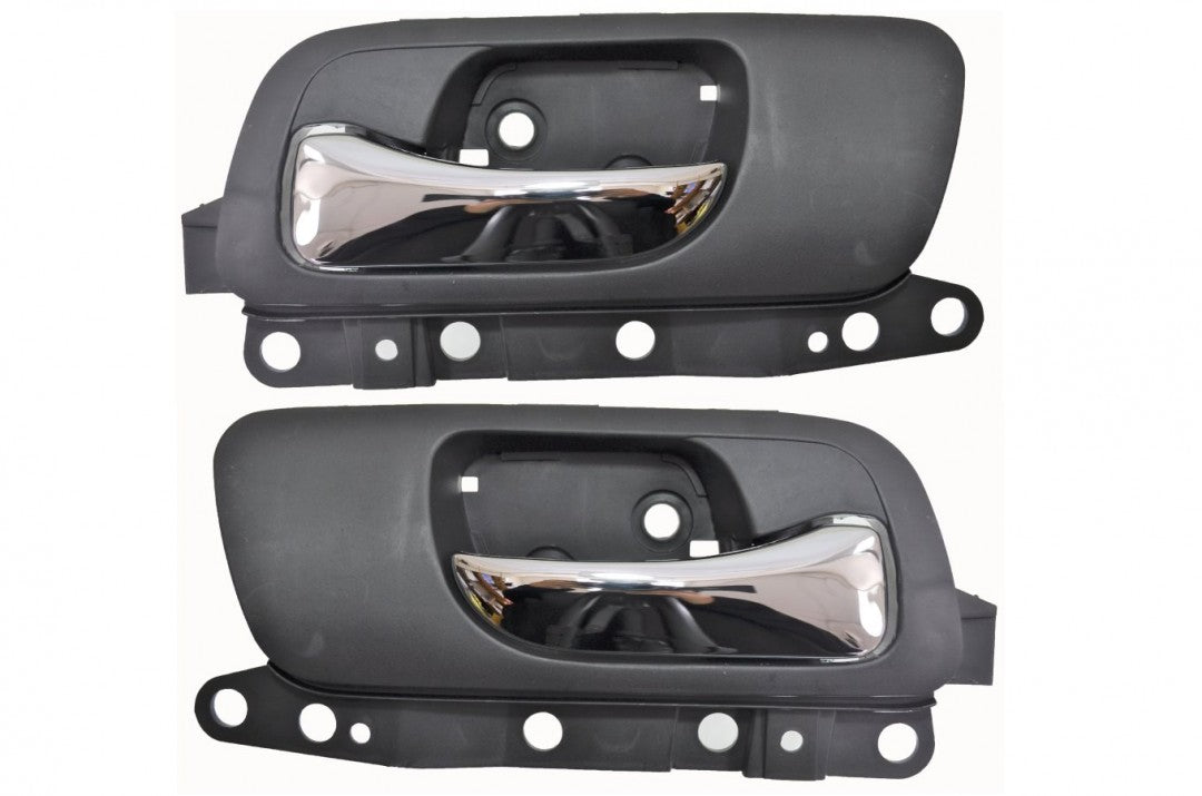 PT Auto Warehouse AC-2102MA-FP - Interior Inner Inside Door Handle, Chrome Lever with Black Housing - without Memory Seat Hole, Front Left/Right Pair