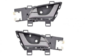 PT Auto Warehouse AC-2405RA-FP - Interior Inner Inside Door Handle, Silver Lever with Black Housing - Front Left/Right Pair