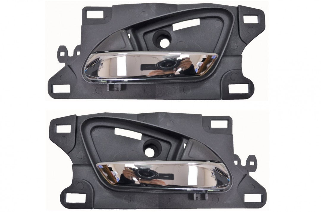 PT Auto Warehouse AC-2601MA-FP - Interior Inner Inside Door Handle, Chrome Lever with Black Housing - Front Left/Right Pair