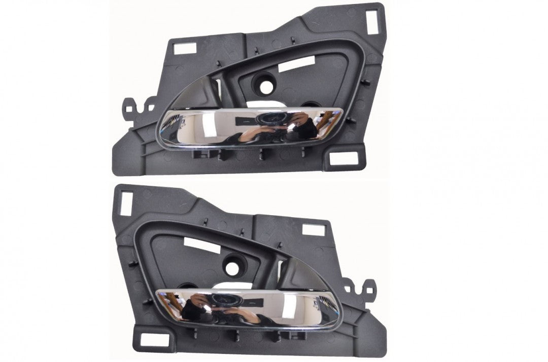 PT Auto Warehouse AC-2601MA-RP - Interior Inner Inside Door Handle, Chrome Lever with Black Housing - Rear Left/Right Pair