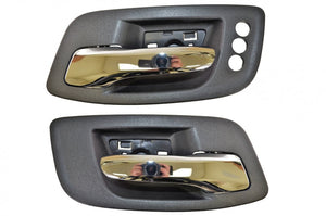 PT Auto Warehouse CH-2201MA-FP2 - Interior Inner Inside Door Handle, Chrome Lever with Black Housing - Front Left/Right Pair