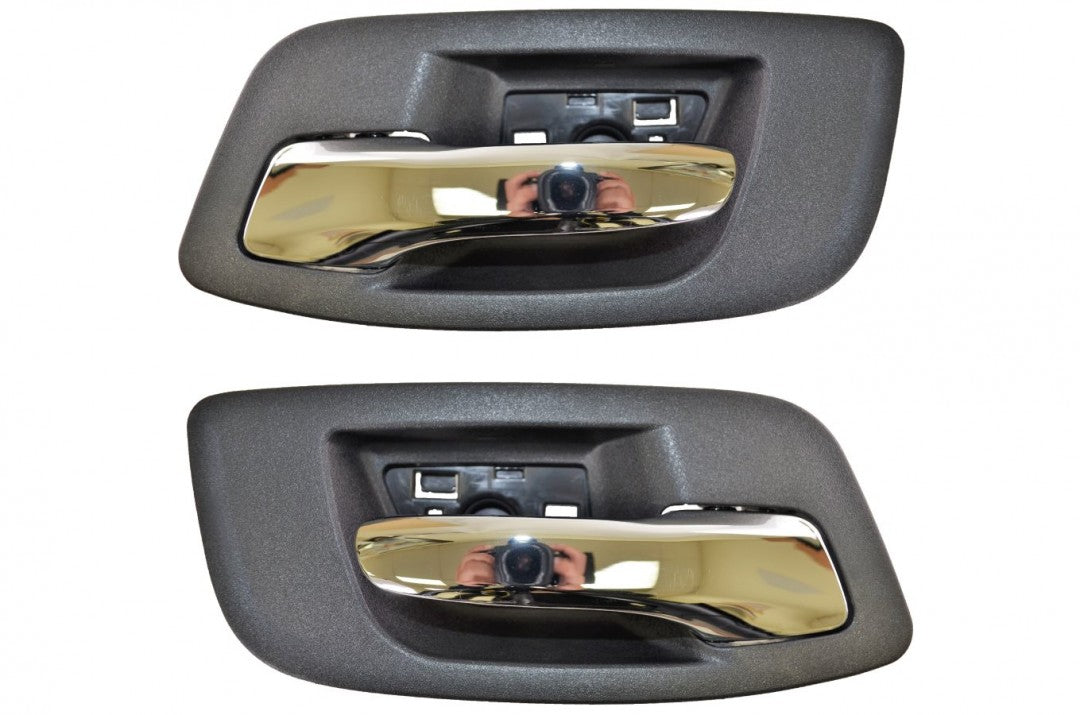 PT Auto Warehouse CH-2201MA-FP - Interior Inner Inside Door Handle, Chrome Lever with Black Housing - Front Left/Right Pair