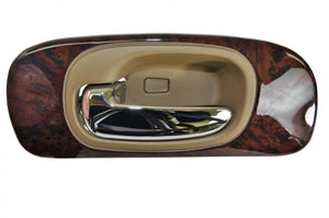 PT Auto Warehouse CH-2335ME-RL - Inner Interior Inside Door Handle, Beige Housing with Chrome Lever - with Woodgrain Bezel, Driver Side Rear