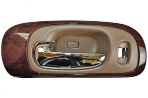 PT Auto Warehouse CH-2335ME-FL - Inner Interior Inside Door Handle, Beige Housing with Chrome Lever - with Woodgrain Bezel, Driver Side Front