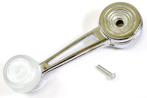 PT Auto Warehouse FO-1063O - Inside Door Window Crank Handle, Chrome with White Knob - Left or Right