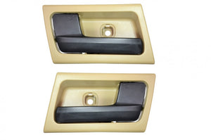 PT Auto Warehouse FO-2363AB-DP - Interior Inner Inside Door Handle, Black Lever with Brown Housing (Parchment/Black) - Left/Right Pair