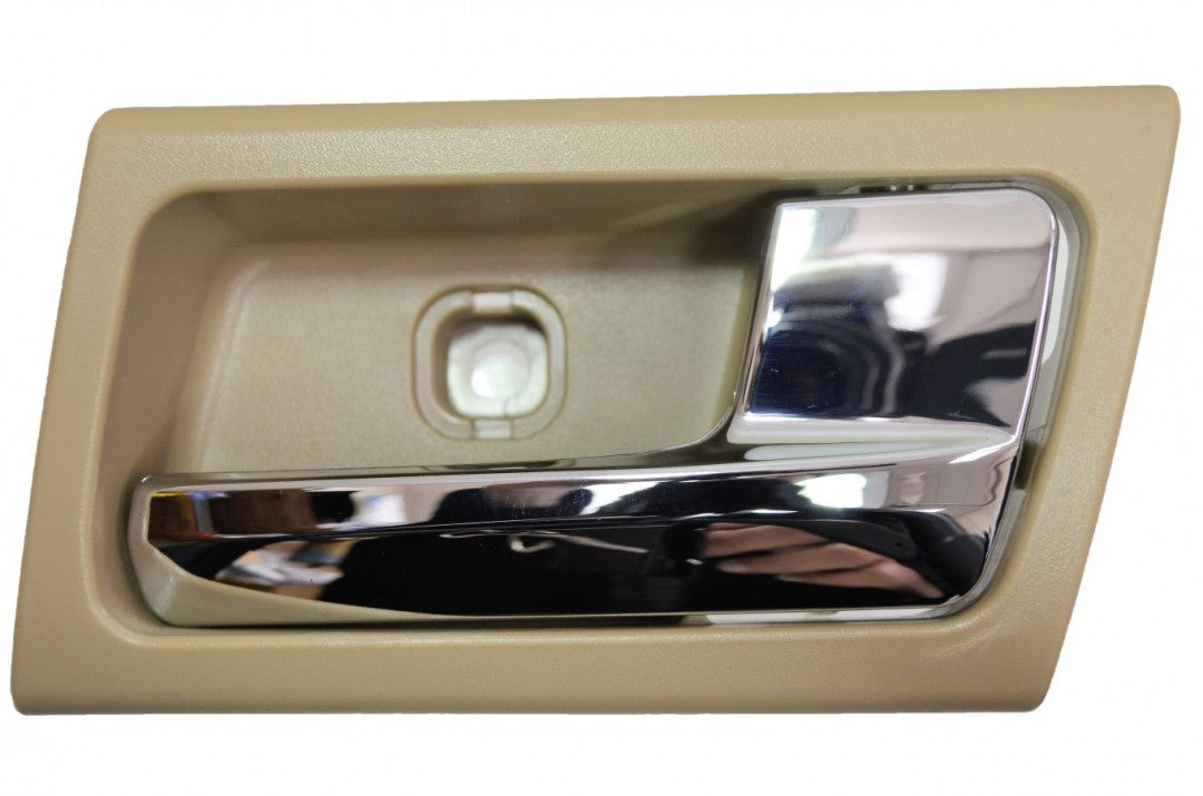 PT Auto Warehouse FO-2363MB-RH - Interior Inner Inside Door Handle, Chrome Lever with Brown Housing (Parchment) - Right Passenger Side