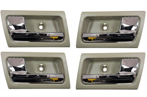 PT Auto Warehouse FO-2363MF-QP - Interior Inner Inside Door Handle, Chrome Lever with Stone Housing - Front/Rear Left/Right, Set of 4
