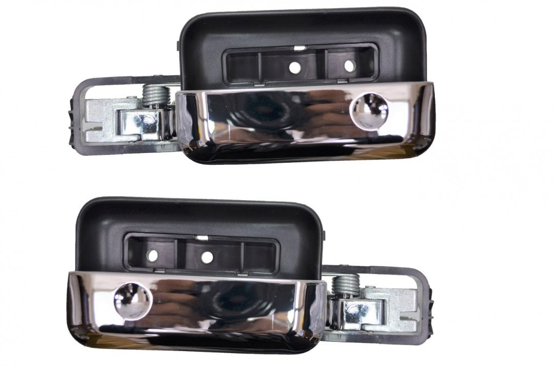 PT Auto Warehouse FO-2506MA-FP - Interior Inner Inside Door Handle, Chrome Lever with Black Housing - Front Left/Right Pair