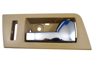 PT Auto Warehouse FO-2704ME-FR - Inner Interior Inside Door Handle, Camel (Beige/Tan) Housing with Chrome Lever - Passenger Side Front