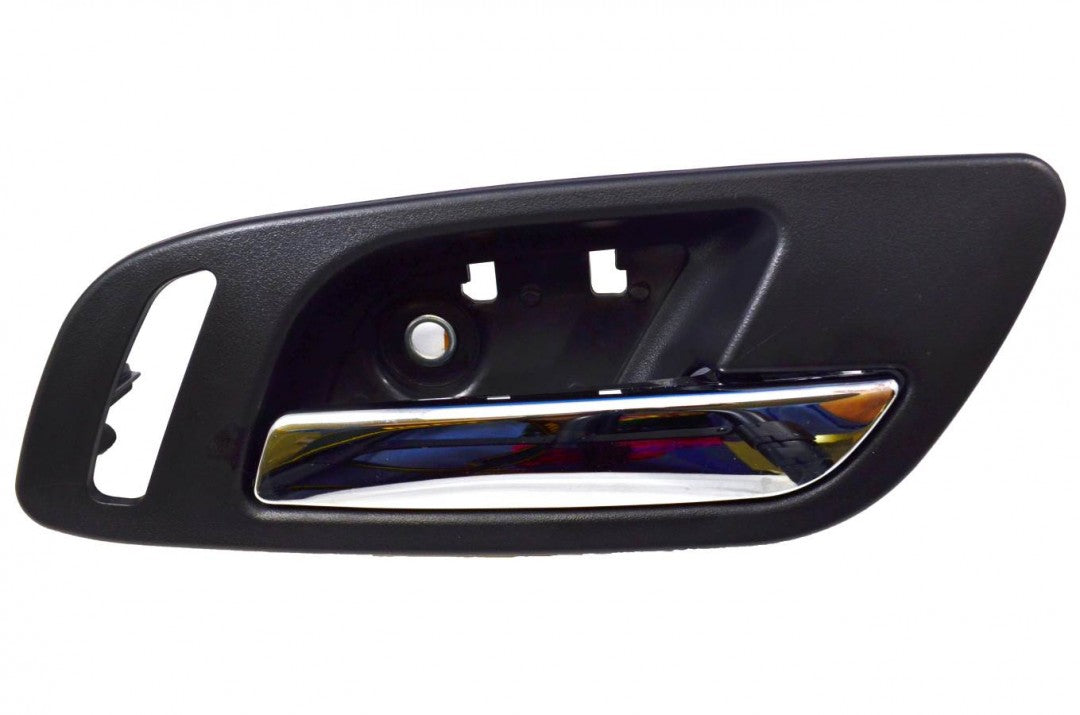 PT Auto Warehouse GM-2546MA-FR - Inner Interior Inside Door Handle, Black (Ebony) Housing with Chrome Lever - with Heated Seat Hole, Passenger Side Front