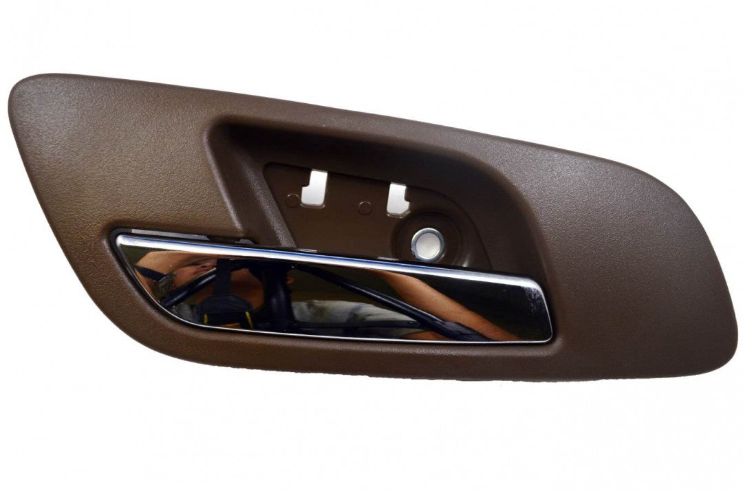 PT Auto Warehouse GM-2546MB-FL - Inner Interior Inside Door Handle, Brown (Cashmere) Housing with Chrome Lever - without Hole, Driver Side Front