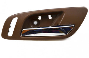 PT Auto Warehouse GM-2546MB-FR - Inner Interior Inside Door Handle, Brown (Cashmere) Housing with Chrome Lever - with Heated Seat Hole, Passenger Side Front