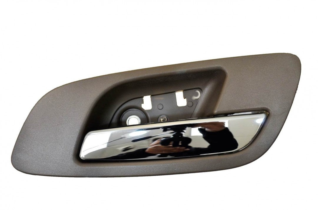 PT Auto Warehouse GM-2546MBFRK - Inner Interior Inside Door Handle, Brown (Cashmere) Housing with Chrome Lever - without Hole, Passenger Side Front