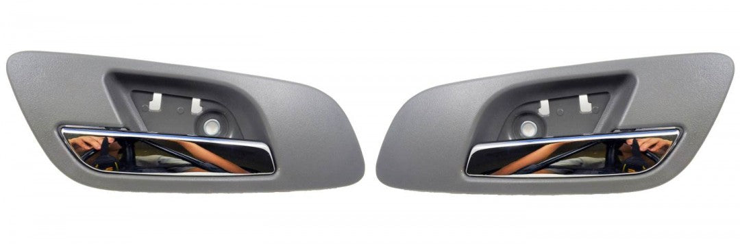 PT Auto Warehouse GM-2546MGFPK - Inner Interior Inside Door Handle, Gray (Titanium) Housing with Chrome Lever - without Hole, Front Left/Right Pair