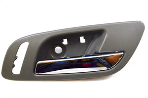 PT Auto Warehouse GM-2546MG-FR - Inner Interior Inside Door Handle, Gray (Titanium) Housing with Chrome Lever - with Heated Seat Hole, Passenger Side Front