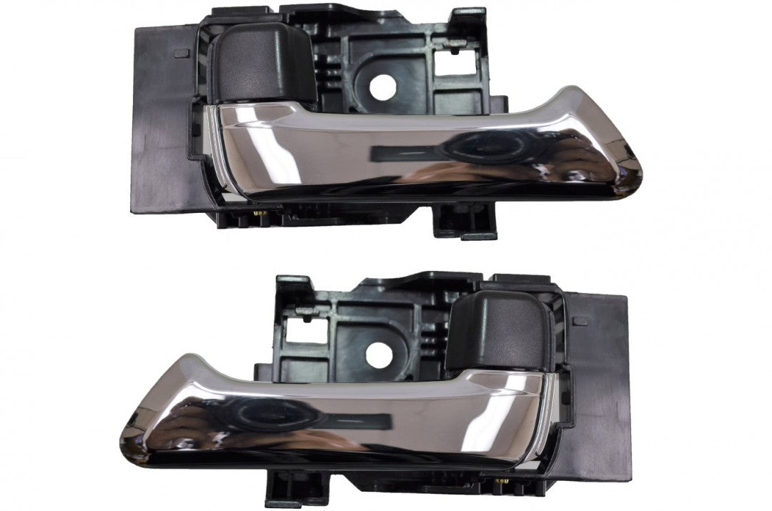 PT Auto Warehouse GM-2561MA-DP - Interior Inner Inside Door Handle, Chrome Lever with Black Housing/Knob - Left/Right Pair