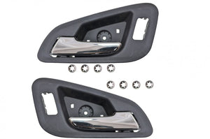 PT Auto Warehouse GM-2566MA-FP - Interior Inner Inside Door Handle, Chrome Lever with Black housing - Front Left/Right Pair