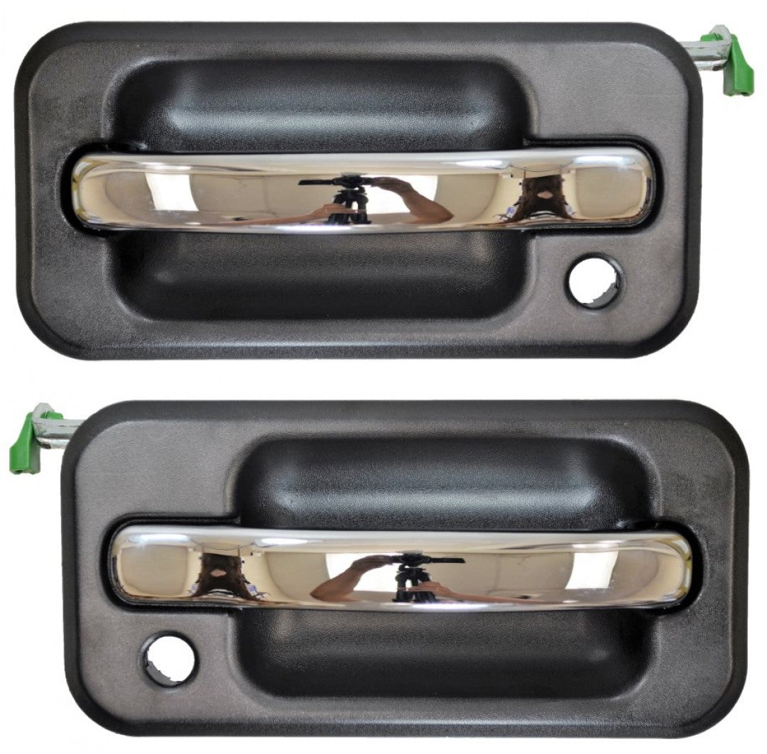 PT Auto Warehouse GM-3951MA-FP - Outer Exterior Outside Door Handle, Textured Black Housing with Chrome Handle - Front Left/Right Pair