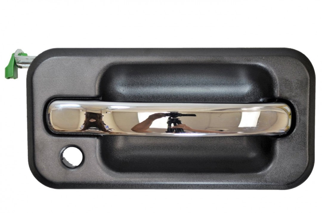 PT Auto Warehouse GM-3951MA-FR - Outer Exterior Outside Door Handle, Textured Black Housing with Chrome Handle, with Keyhole - Passenger Side Front