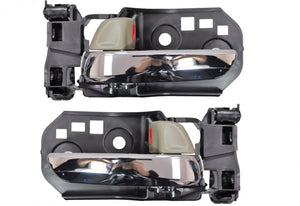 PT Auto Warehouse HO-2310ME-DP - Interior Inner Inside Door Handle, Chrome Lever with Beige Knob - Left/Right Pair