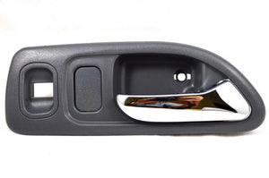 PT Auto Warehouse HO-2579MGFR1 - Inner Interior Inside Door Handle, Gray Housing with Chrome Lever - with Power Window Switch Hole, 4-Door Sedan, Passenger Side Front