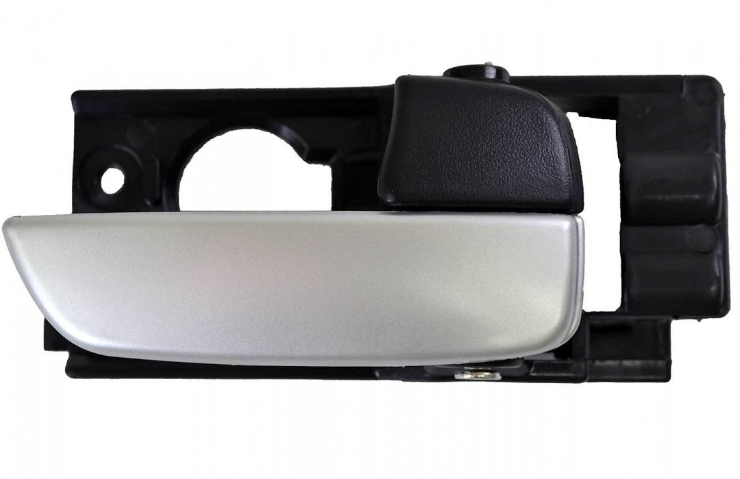 PT Auto Warehouse HY-2235SA-FR - Inner Interior Inside Door Handle, Silver Lever with Black Knob - Passenger Side Front