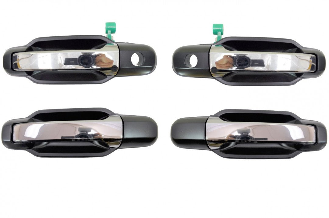 PT Auto Warehouse KI-3550MP-QP - Exterior Outer Outside Door Handle, Chrome Lever with Black Housing - Front/Rear Left/Right, Set of 4