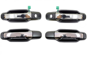 PT Auto Warehouse KI-3550MP-QP - Exterior Outer Outside Door Handle, Chrome Lever with Black Housing - Front/Rear Left/Right, Set of 4
