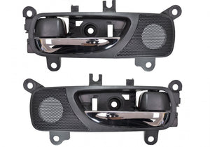 PT Auto Warehouse LX-2120MA-RP - Interior Inner Inside Door Handle, Chrome Lever with Black Housing - Rear Left/Right Pair