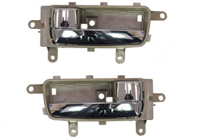 PT Auto Warehouse NI-2120MB-DP - Interior Inner Inside Door Handle, Chrome Lever with Brown (Blonde) Housing - Left/Right Pair