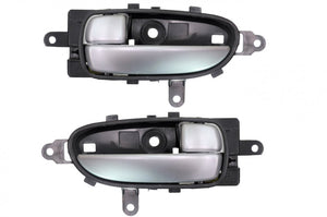 PT Auto Warehouse NI-2121RA-DP - Interior Inner Inside Door Handle, Silver Lever with Black Housing (Charcoal) - Left/Right Pair