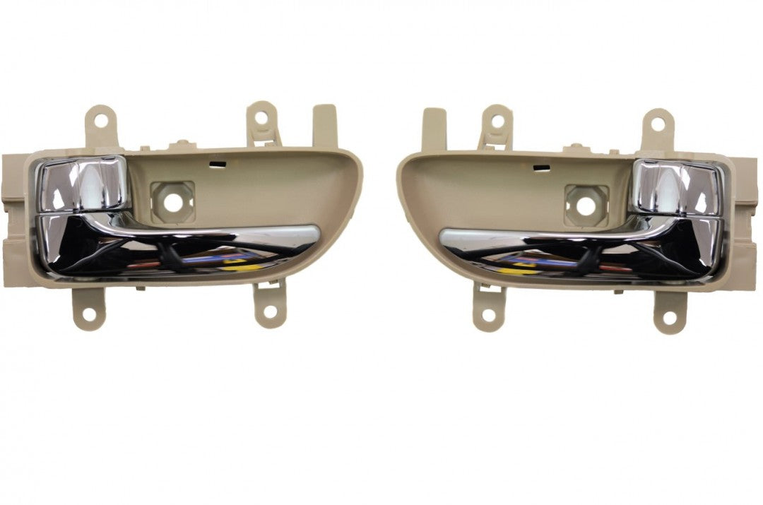 PT Auto Warehouse NI-2906ME-DP - Interior Inner Inside Door Handle, Chrome Lever with Beige Housing (Cafe Latte) - Left/Right Pair
