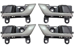 PT Auto Warehouse TO-2605RA-QP - Interior Inner Inside Door Handle, Painted Lever (Silver) with Black Housing - Front/Rear Left/Right, Set of 4
